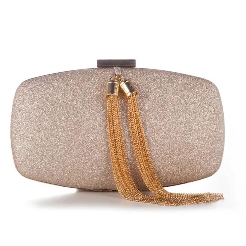 YNSSK Champagne Glitter Clutch Bag Front View