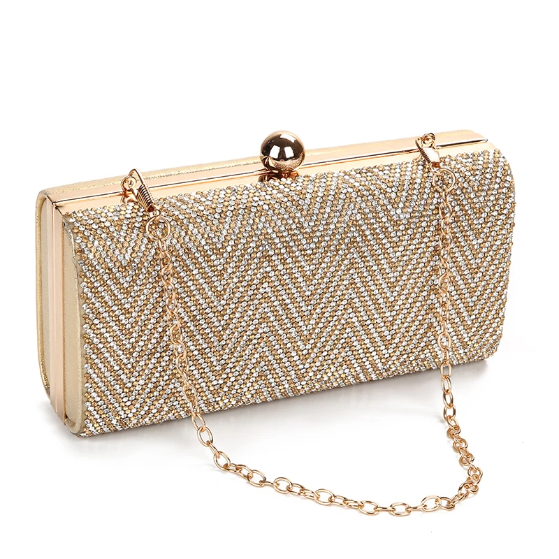 YNSSK Bling Rhinestone Stripe Clutch Bag Side View