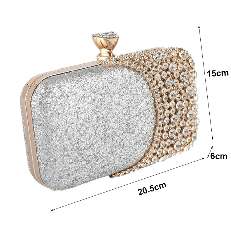 YNSSK Silver Metallic Evening Bag Size