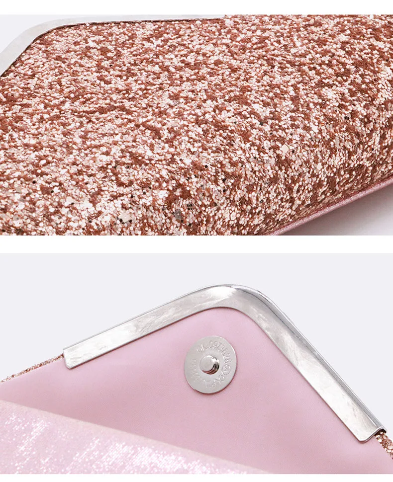 YNSSK Pink Leather Envelope Clutch Purse Detail View