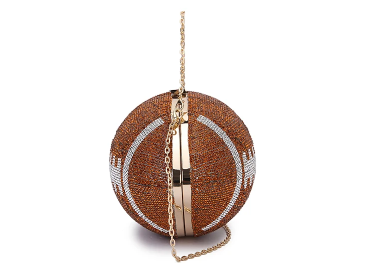 YNSSK Brown Unique Sequin Rugby Clutch Bag Side View