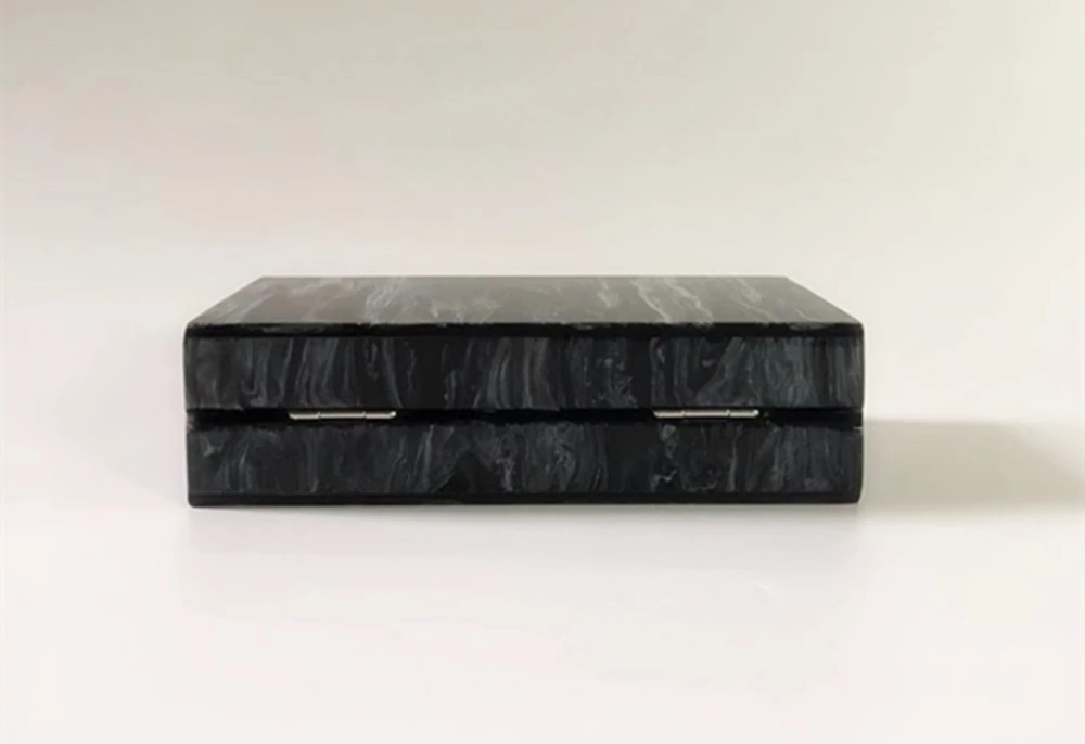 YNSSK Small Acrylic Black Purse For Wedding Bottom View
