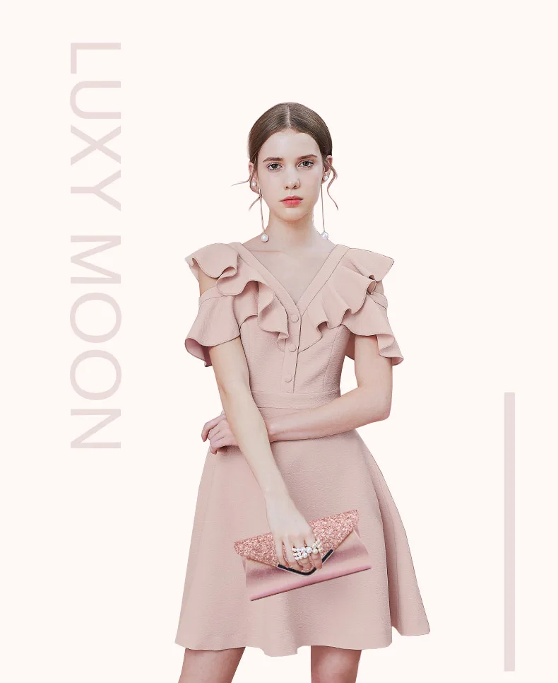 YNSSK Pink Leather Envelope Clutch Purse Model Display