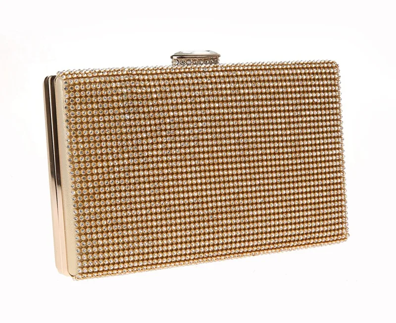 YNSSK Gold Glitter Box Clutch Bag Side View