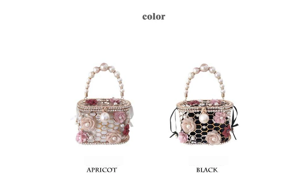 YNSSK Floral Metal Case Basket Clutch Bag Available Colors