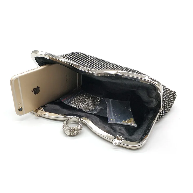 YNSSK Clutch Purse for Wedding Black Inside View