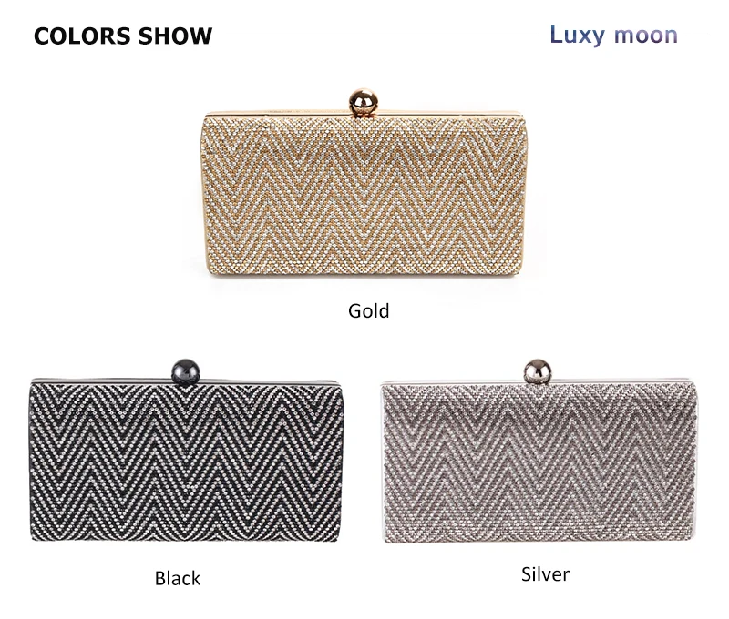 YNSSK Bling Rhinestone Stripe Clutch Bag Available Size
