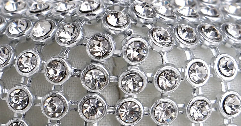 YNSSK Silver Rhinestone Clutch Bag Detail