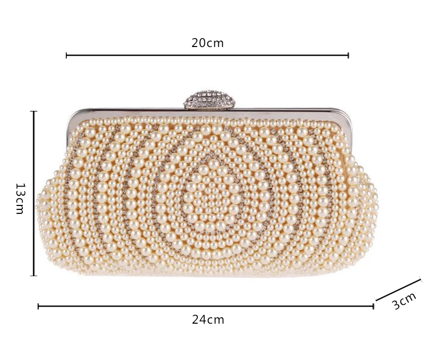 YNSSK Gold Beaded Bridal Clutch Bag for Wedding Size