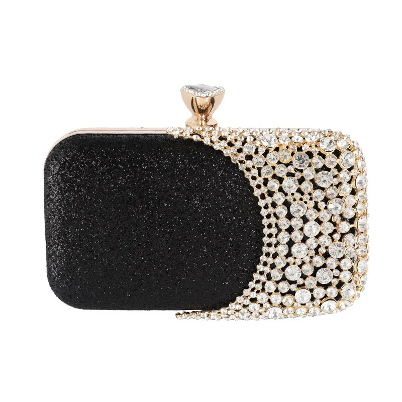 YNSSK Black Gold Clutch Bag Front View