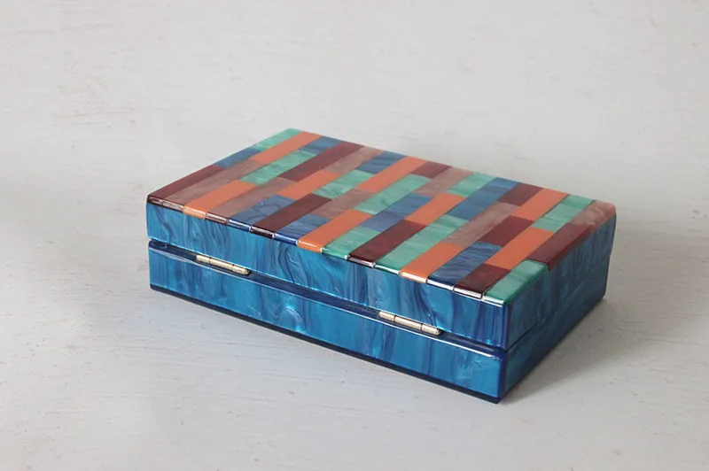 YNSSK Spliced Color Striped Acrylic Clutch Bag Bottom View