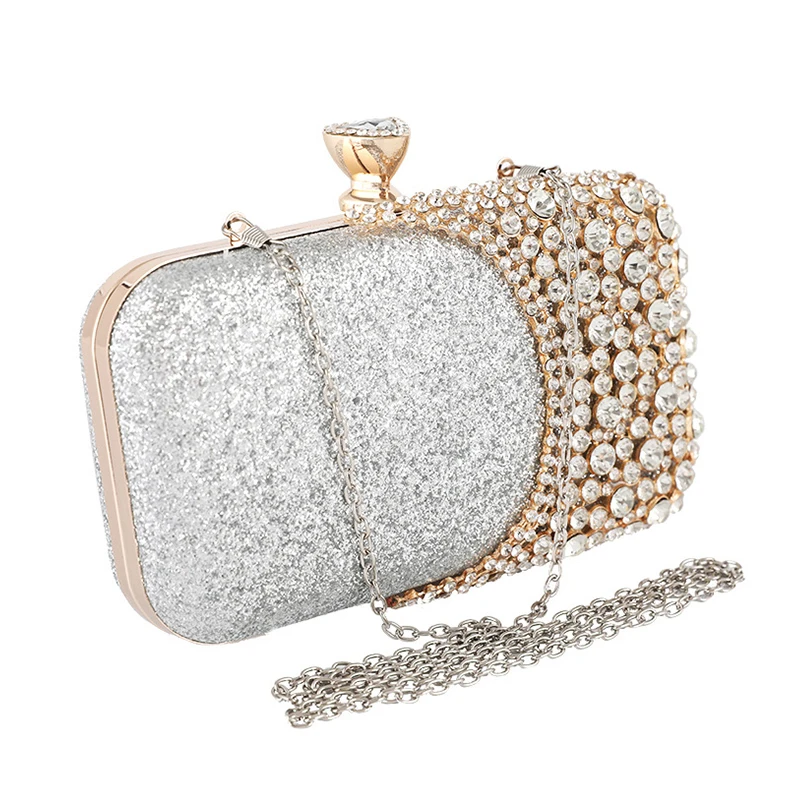 YNSSK Silver Metallic Evening Bag Side View
