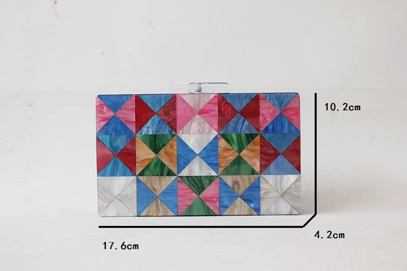 YNSSK Spliced Color Block Acrylic Clutch Bag Size