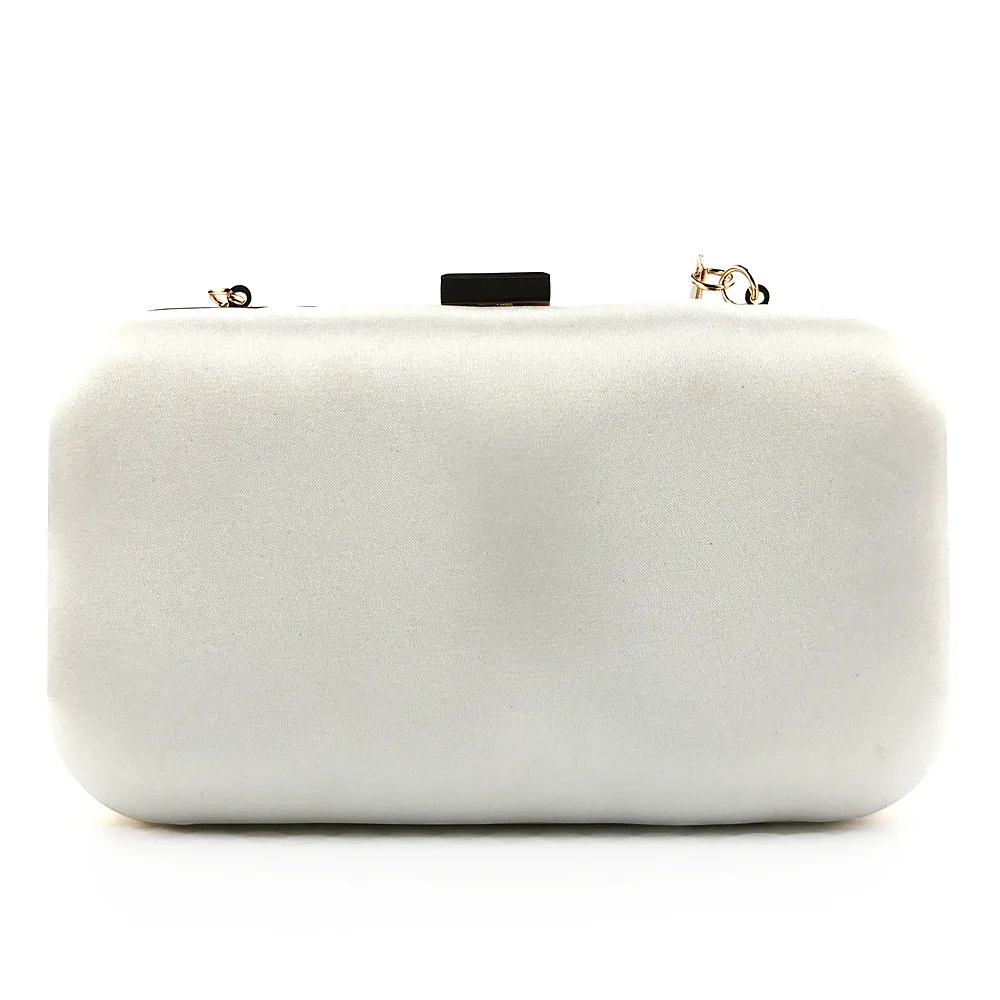 YNSSK Bead Embroidered Gold Satin Clutch Bag Back View
