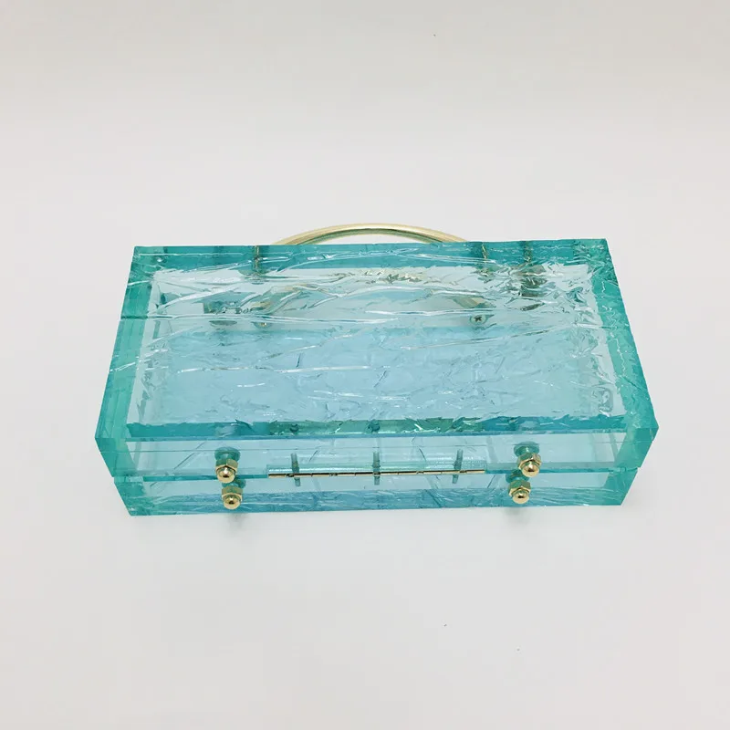 YNSSK Blue Clear Acrylic Clutch Purse Bottom View