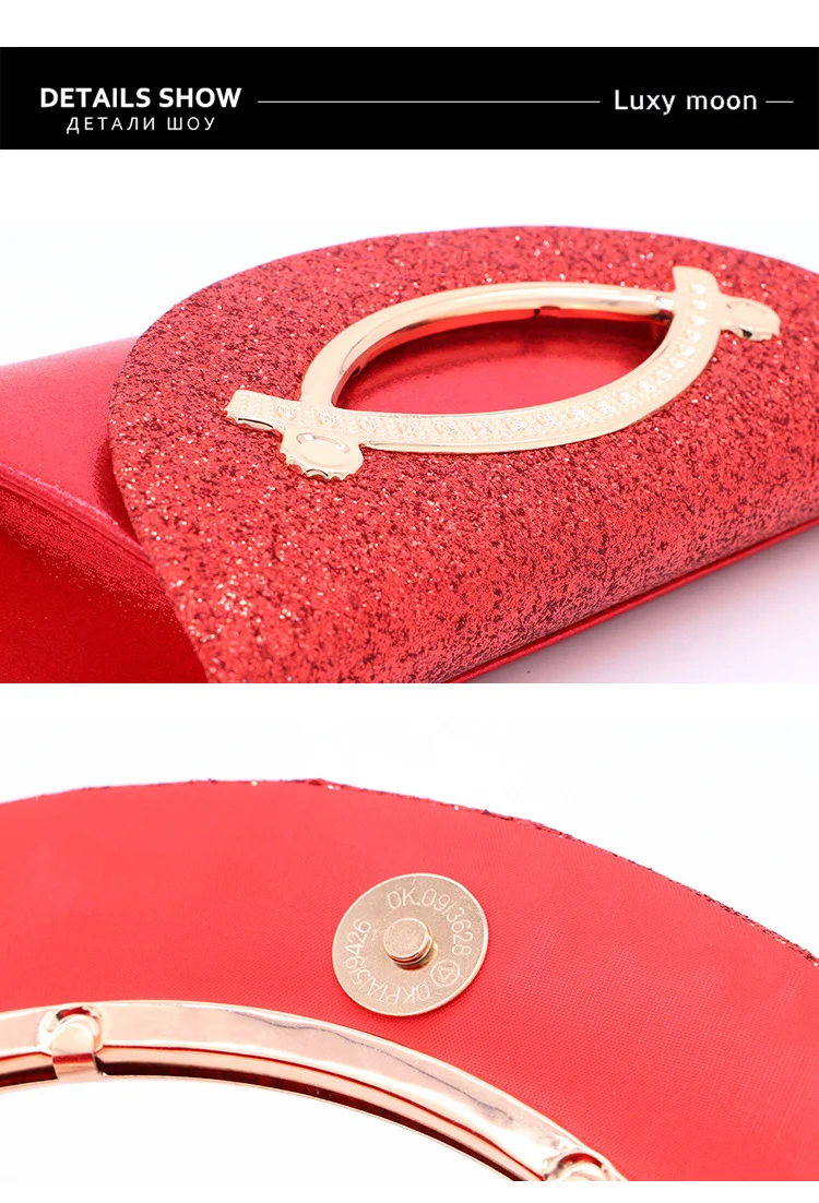 YNSSK Red Leather Envelope Clutch Purse Surface Detail View