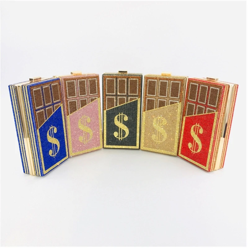 Front View of YNSSK Dollar Chocolate Shaped Evening Bag in Various Colors