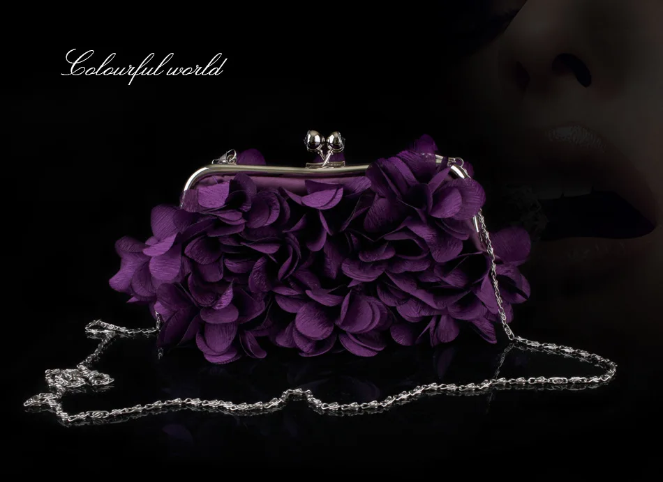 YNSSK Purple Floral Clutch Bag Front View