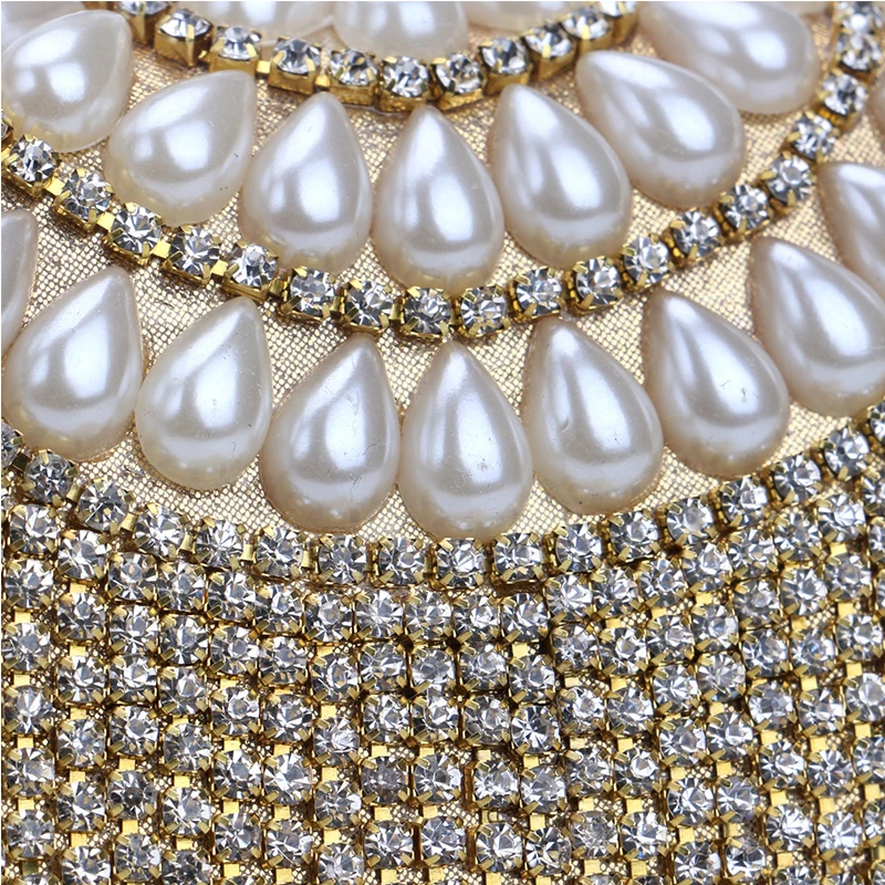 YNSSK Tassel Gold Rhinestone Clutch Bag Surface Detail View