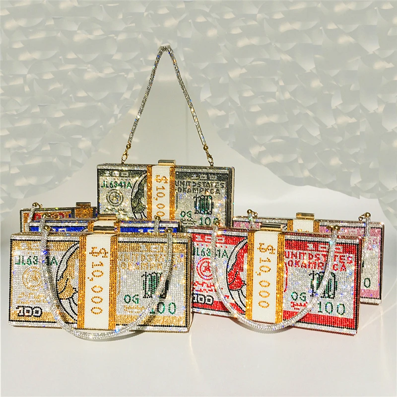 YNSSK Sparkly Crystal Money Clutch Bag Scene Display