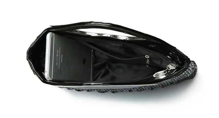 YNSSK Black Clutch Bag With Handle Inside View