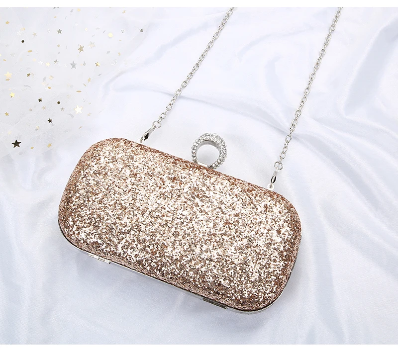YNSSK Champagne Sequin Clutch Bag Bottom View
