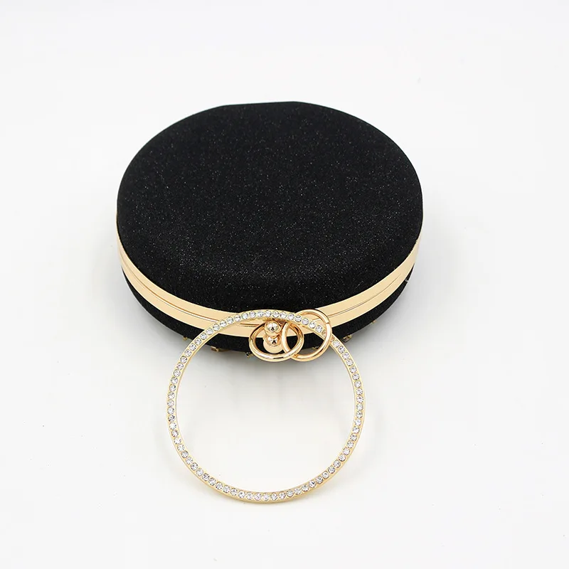 YNSSK Rhinestone Floral Black Sequin Round Evening Bag Back View
