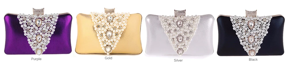 YNSSK Beads Faux Leather Clutch Bag with Handle Available Colors