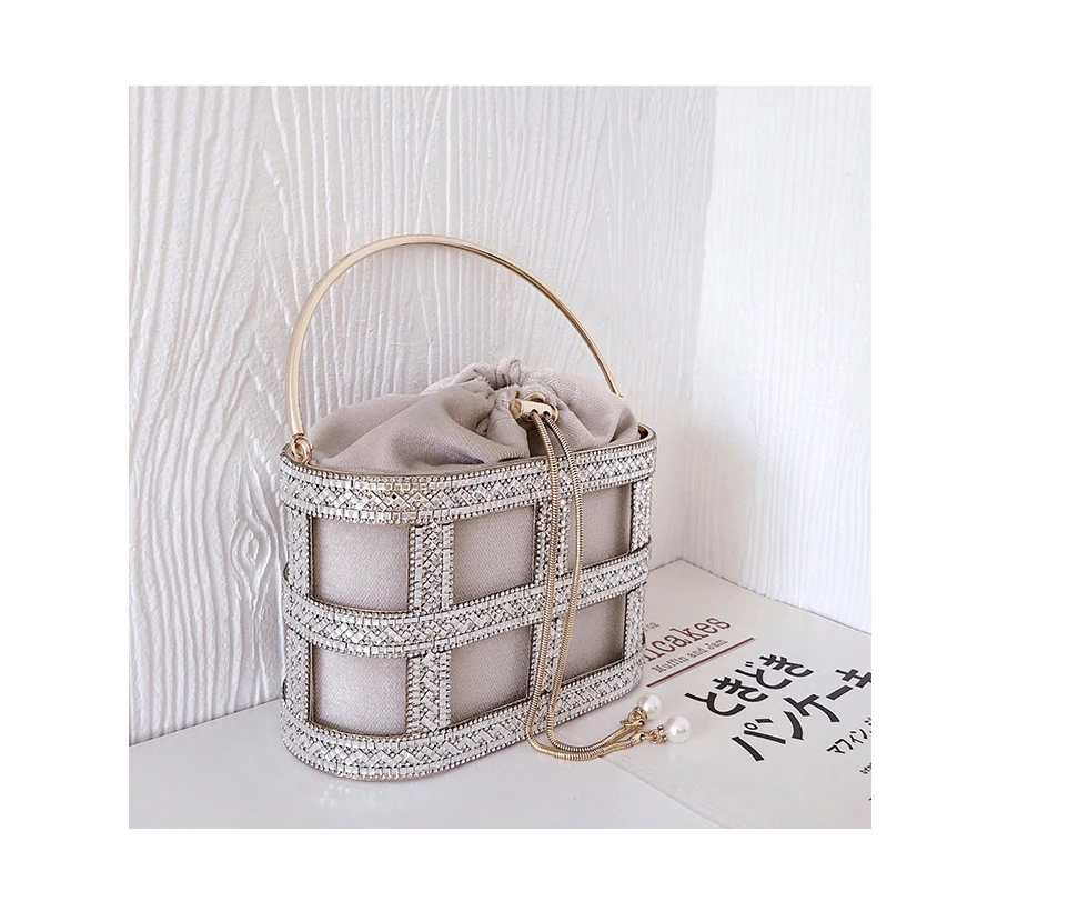 YNSSK Sparkling Case Drawstring Velvet Basket Clutch Bag Side View