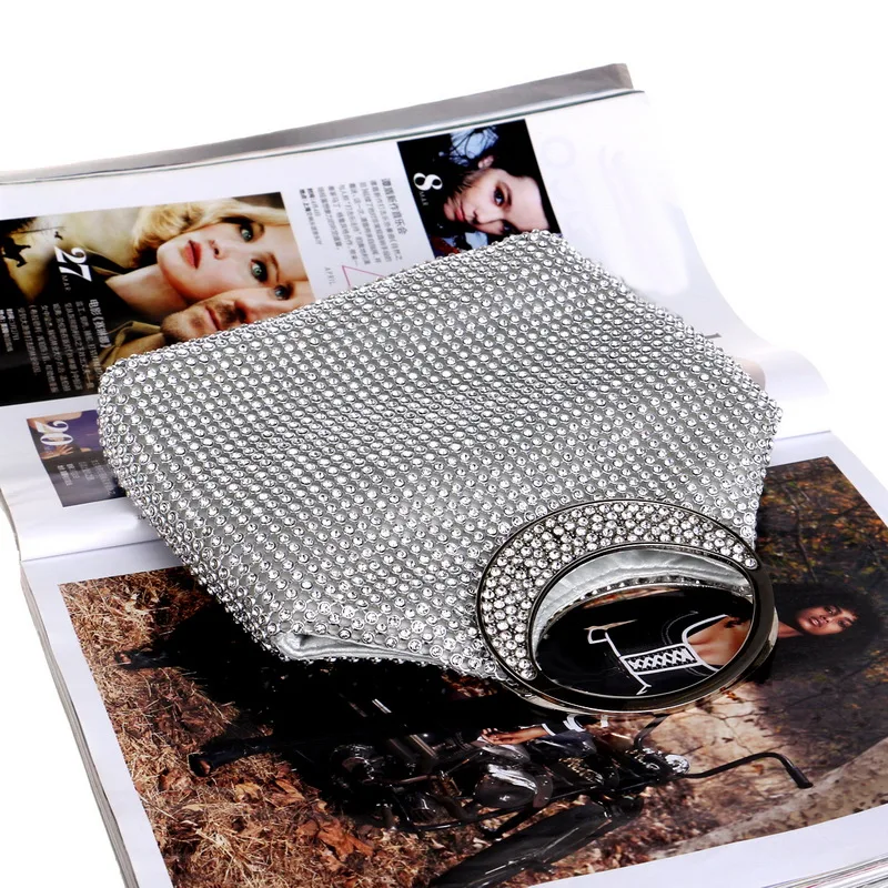 YNSSK Silver Rhinestone Clutch Bag