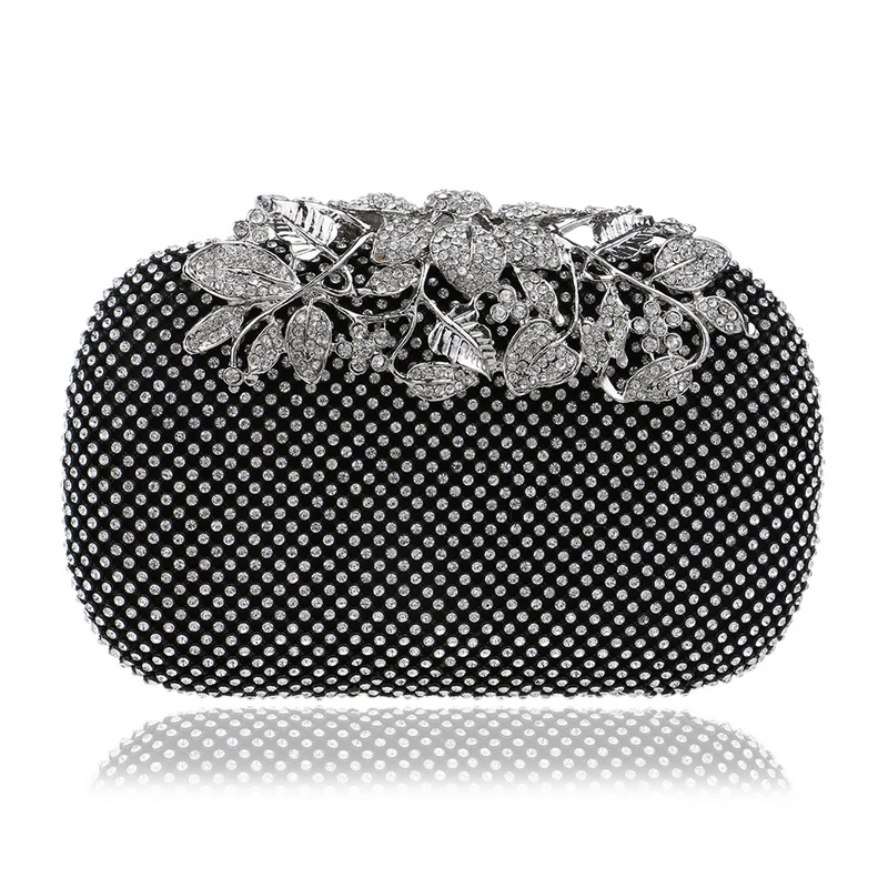 YNSSK Hard Case Balck Metallic Clutch Purse