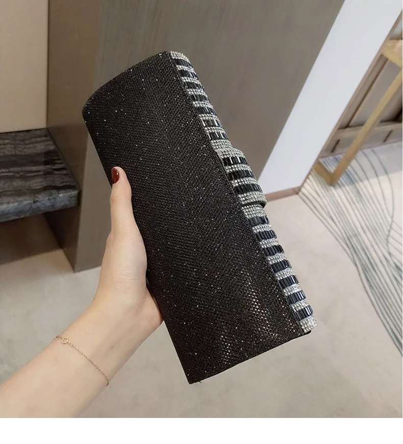 YNSSK Black Square Evening Bag Back View