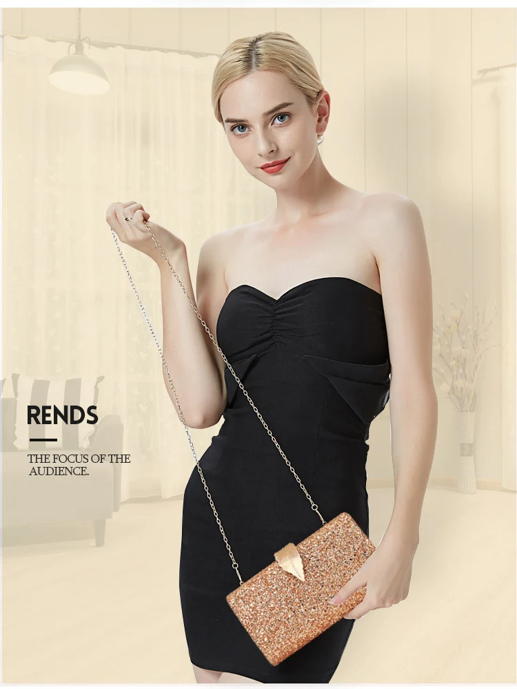 YNSSK Gold Sequin Clutch Bag Model Show