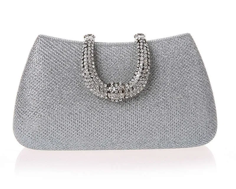 YNSSK Ladies Silver Evening Bags Front View