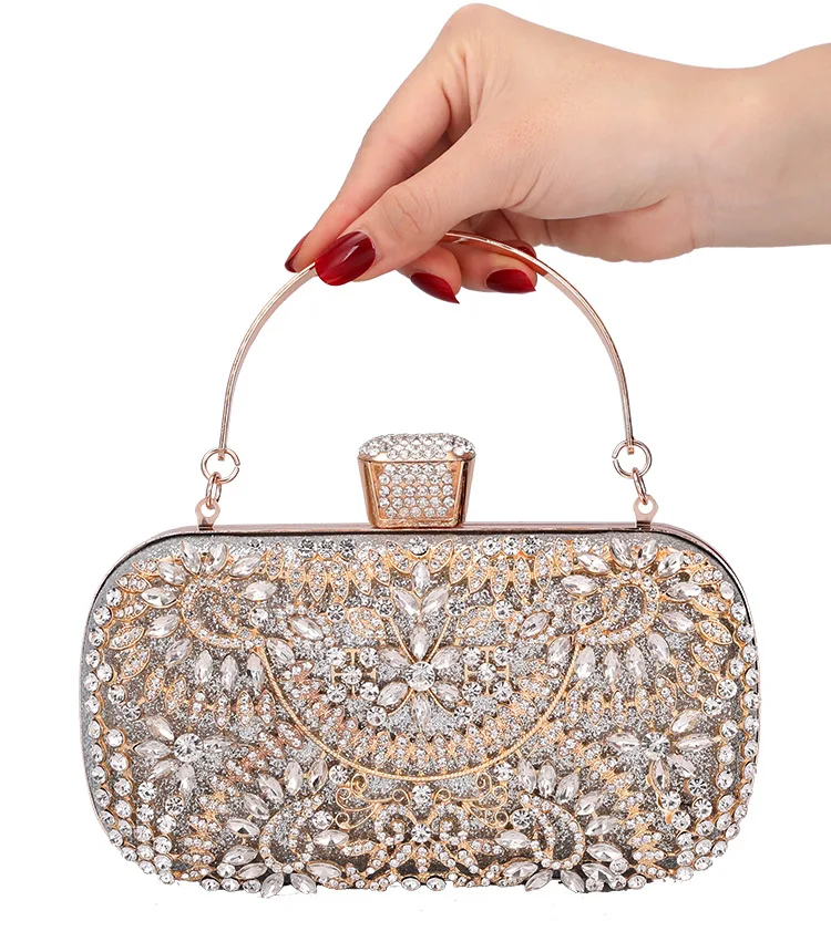 YNSSK Metallic Silver Clutch Bags Front View
