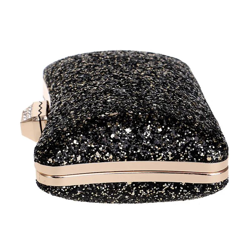 YNSSK Black And Gold Sequin Clutch Side View