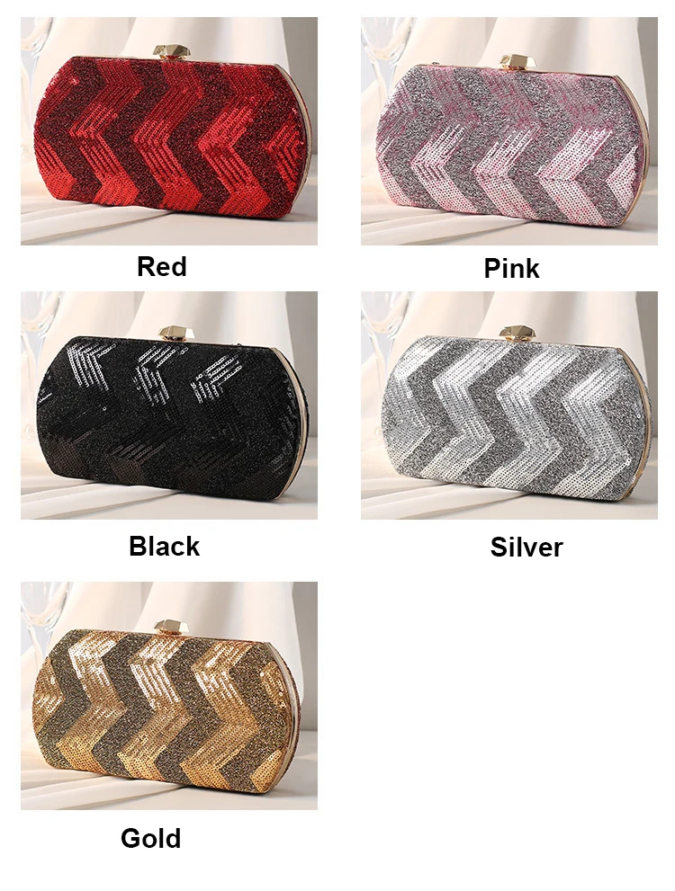 YNSSK Sequin Stripe Clutch Bag Available Colors