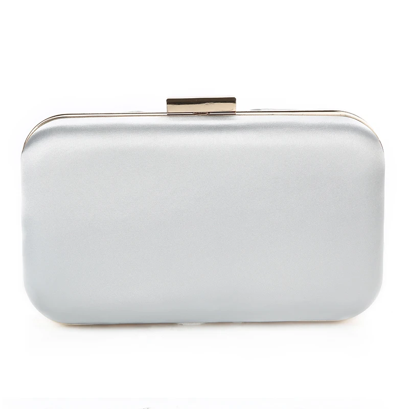 YNSSK Silver Pleated Silk Clutch Box Bag Back View