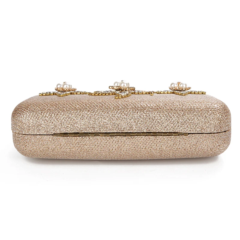 YNSSK Champagne Clutch Bag With Metal Handle Bottom View
