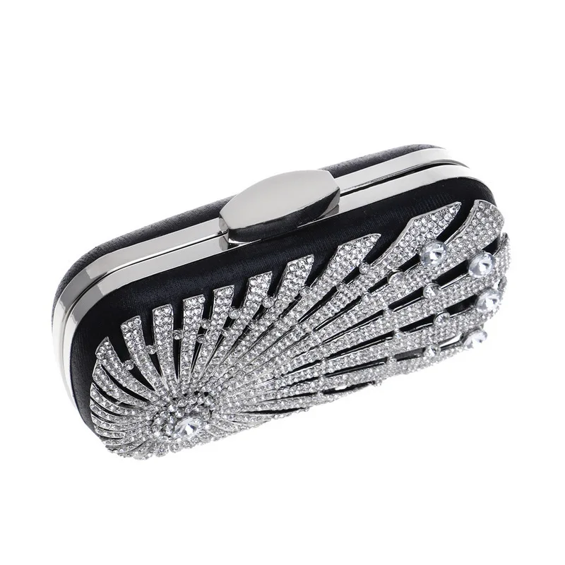 YNSSK Embellished Black Evening Clutch Top View