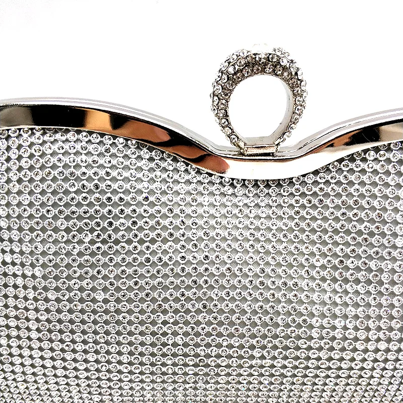 YNSSK Clutch Purse for Wedding Silver Enlarged Detail