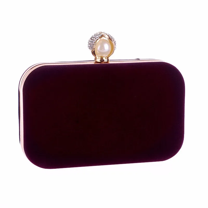YNSSK Small Pure Purple Velvet Clutch Box Bag Side View