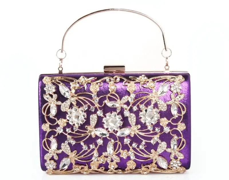 YNSSK Evening Clutches for Weddings Purple Front View