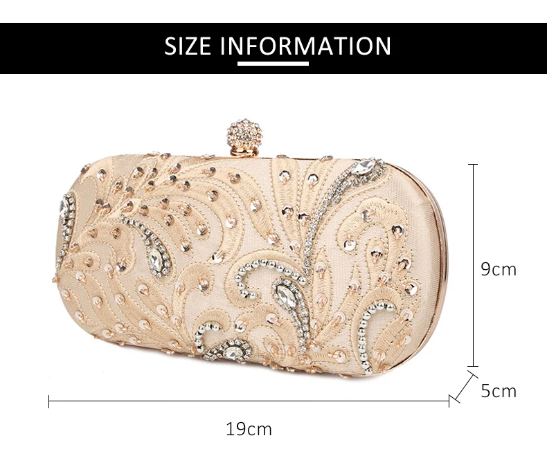 Dimensions of YNSSK Embroidered Rhinestone Evening Bag
