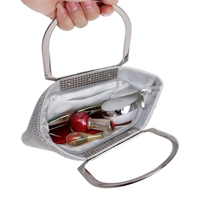 YNSSK Large Silver Evening Clutch Bags Inside View