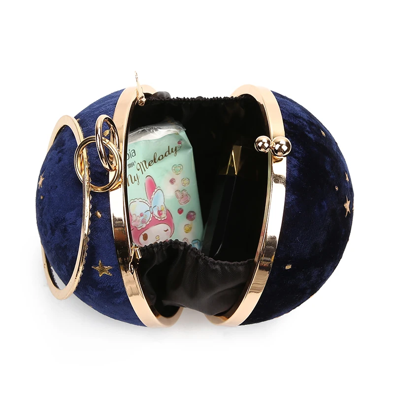 YNSSK Round Navy Star Evening Bag Inside View