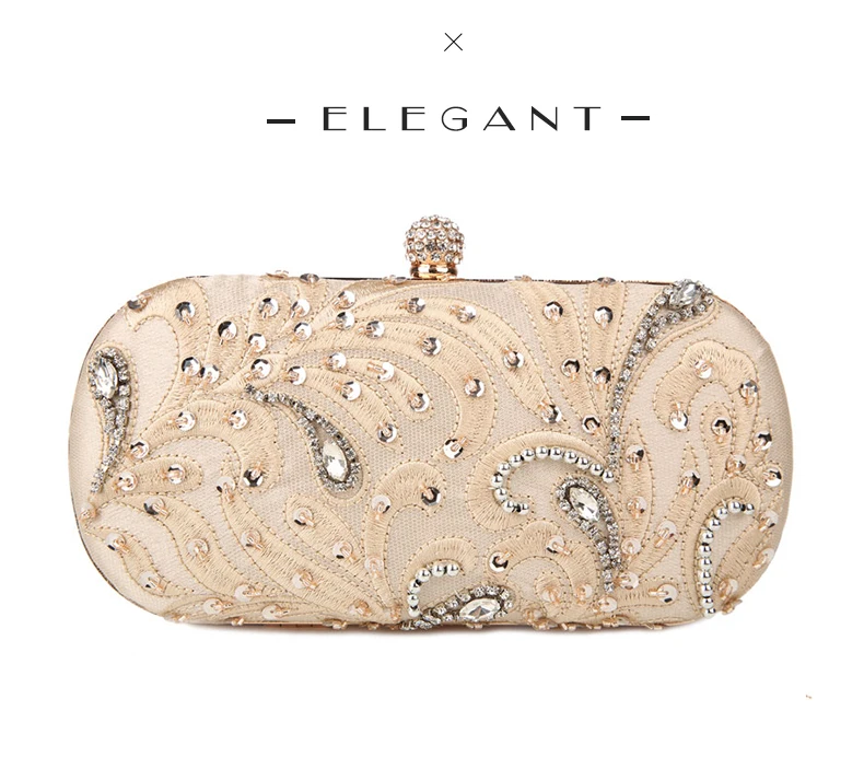 Front View of YNSSK Embroidered Rhinestone Evening Bag