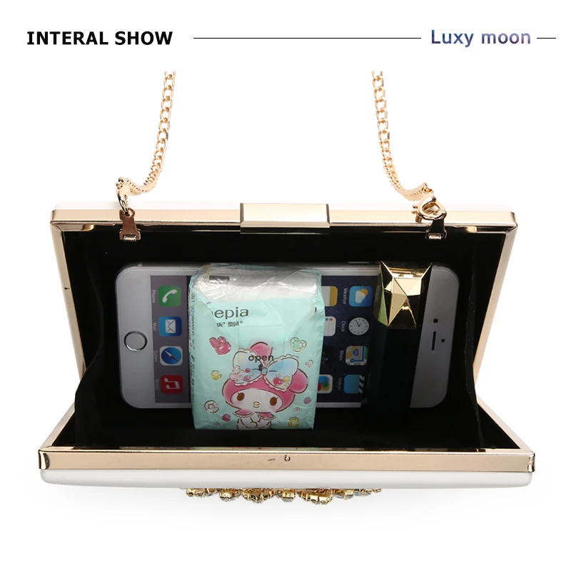 Inside view of the YNSSK Luxury Rhinestone Evening Bag