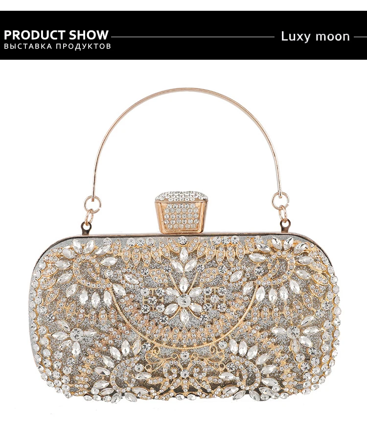 YNSSK Metallic Silver Clutch Bags Front View