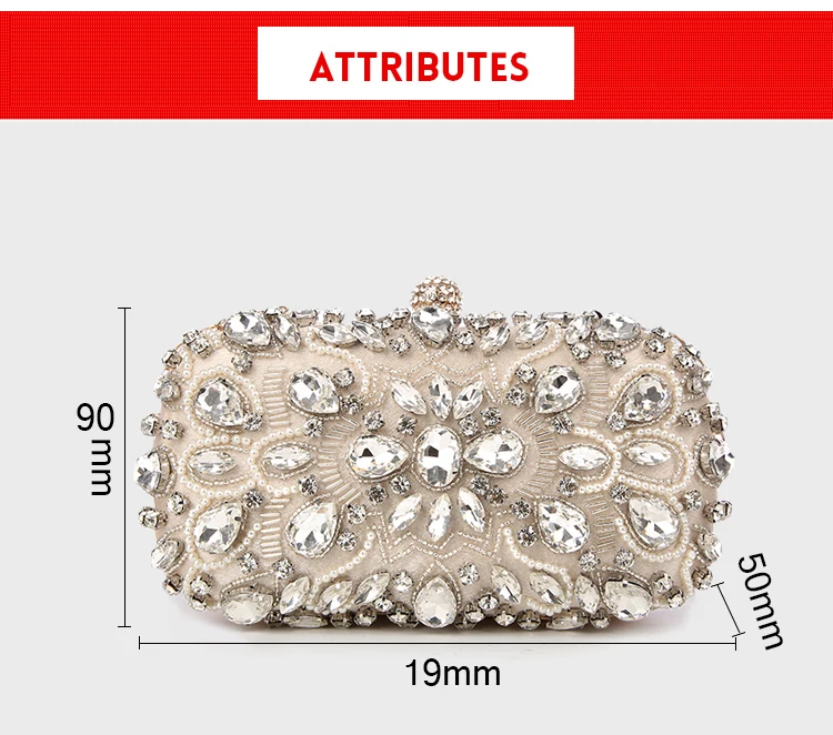 YNSSK Rhinestone Evening Bag Clutch Dimensions
